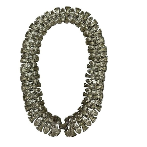 Vintage NAPIER Silver Tone Link Costume Statement Necklace Signed Napier On Back - Picture 4 of 5